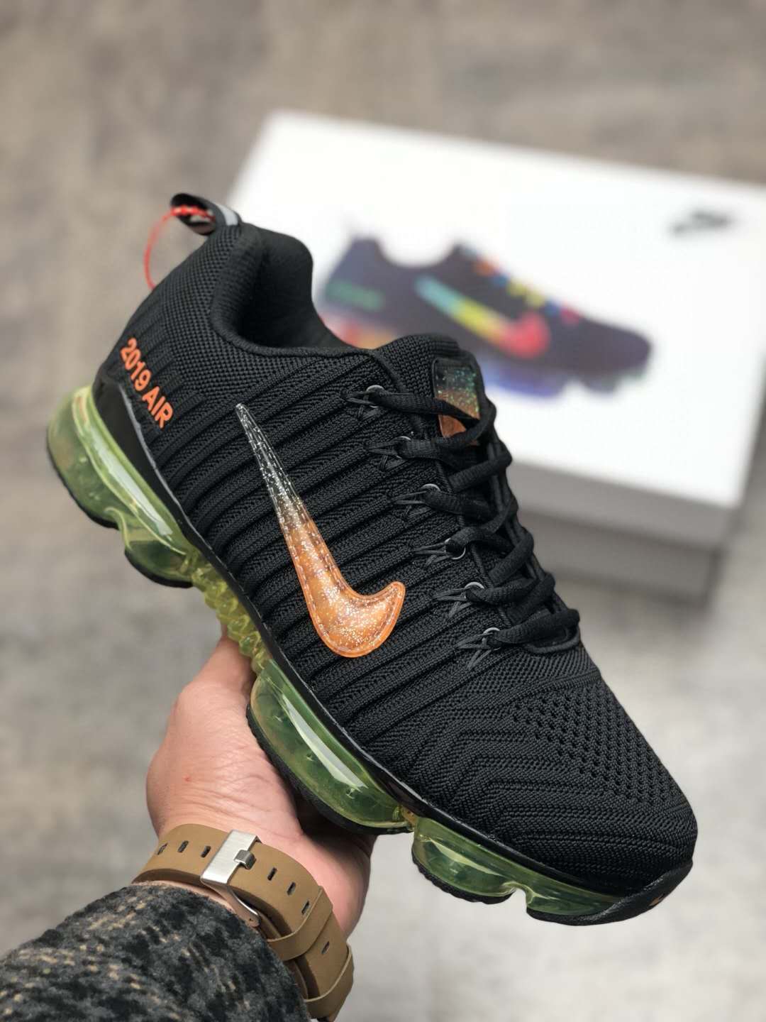 Men 2019 Nike Air Max Ferrari 1 Black Orange Green Shoes